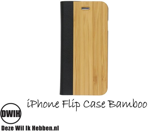 Houten flip case, iPhone 4 – Bamboe en Leer