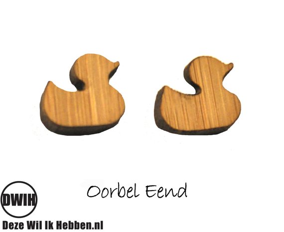 LaserWood Oorbel Eend