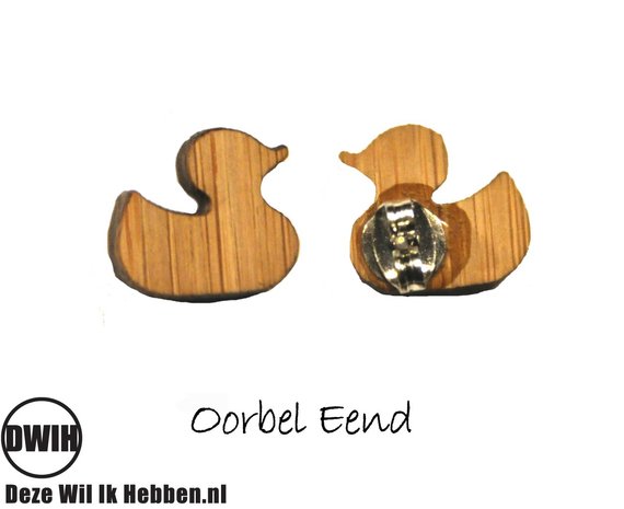 LaserWood Oorbel Eend