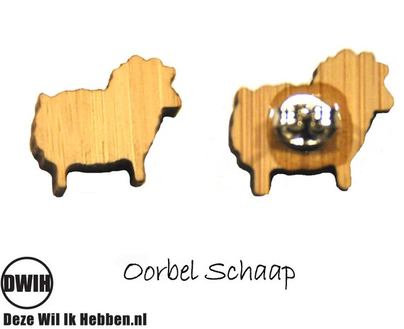 LaserWood Oorbel Schaap