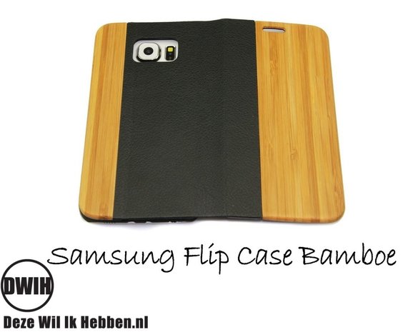 Samsung Galaxy S8 flip case Bamboe en leer