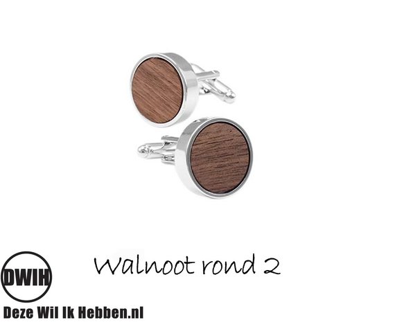 Houten manchetknopen Rond Walnoot