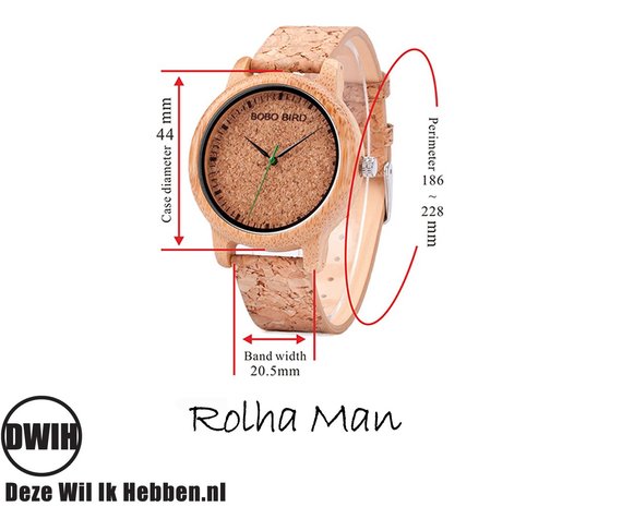 Houten horloge: Rolha Man