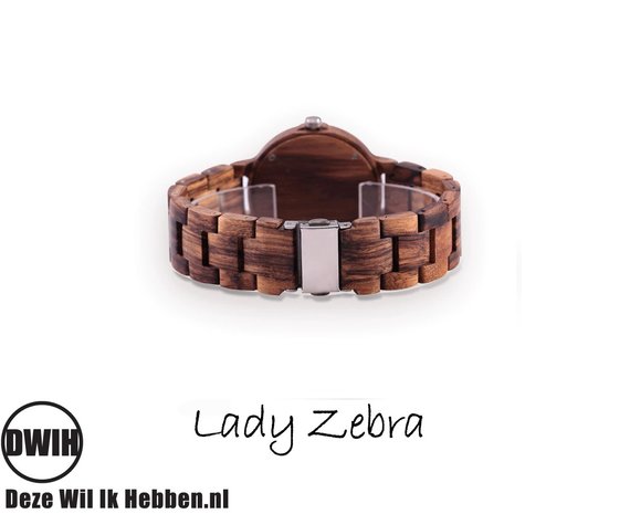 Houten horloge: Lady Zebra