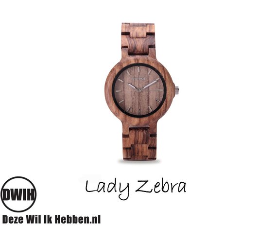 Houten horloge: Lady Zebra