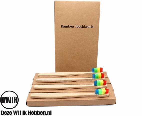 Bamboe Tandenborstel set van 2 stuks | Zacht/medium voor gevoelige tandvlees | Biologisch afbreekbaar 
