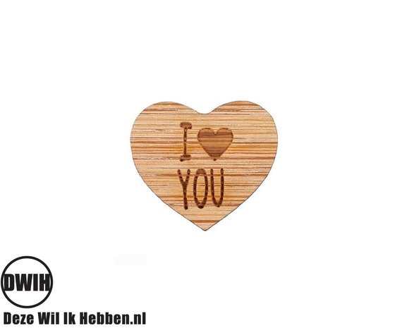 LaserWood Pin / Broche I Love You