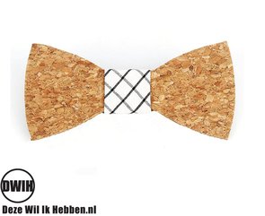Vlinderdas van kurk, lichte zwarte ruit