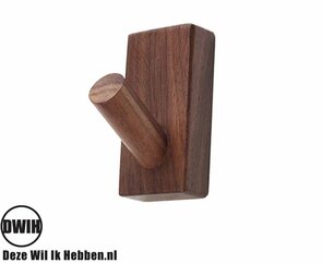 DWIH® - Nordic Design Kapstokhaken - Set van 2 - Walnoot - Model "BLIX" - Modern Design