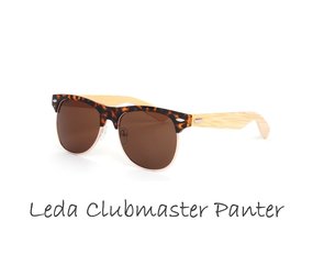 Houten zonnebril: Leda Clubmaster Panter