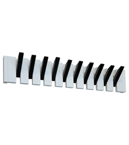Piano Kapstok - wandkapstok - keys - 10 haken - kapstok hangend - Zwart / Wit