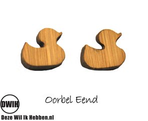 LaserWood Oorbel Eend