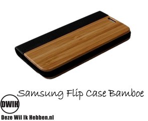 Samsung Galaxy S8 Plus flip case Bamboe en leer