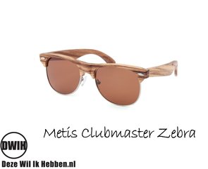 Houten zonnebril: Metis Clubmaster Zebra