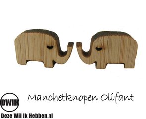 LaserWood manchetknopen Olifant