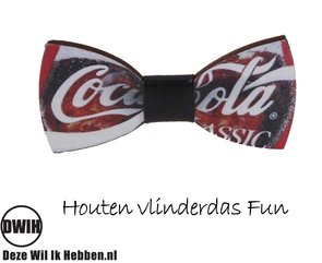 Houten vlinderdas Fun Coca Cola