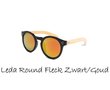 Houten zonnebril: Leda Round Fleck  Zwart / Goud-Rood